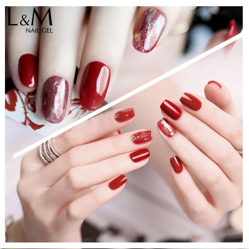 1 pc Nails Gel Polish Classic Red Soak Off Wine Red Color seires UV led lamp Hight quality Long Lasting Gel polish art nail