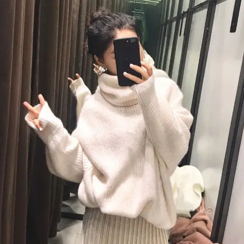 

spring/autumn women clothing computer knitted women sweaters long sleeve Turtleneck loose pullovers college students sweaters