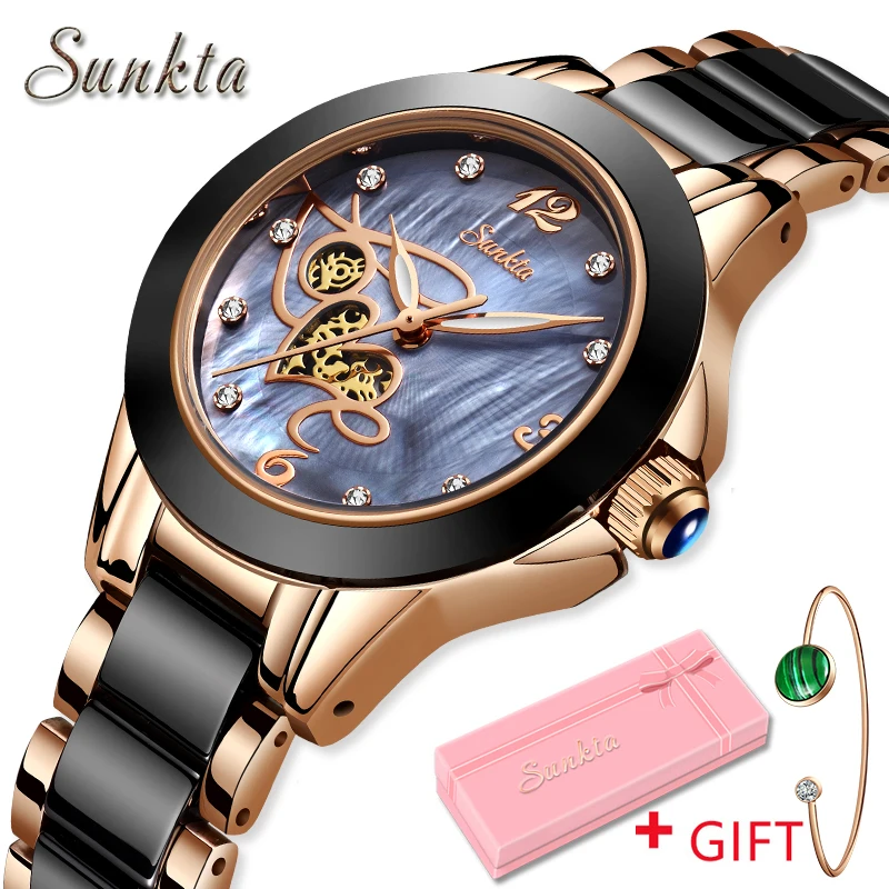 Часы наручные SUNKTA женские кварцевые люксовые брендовые Простые Модные