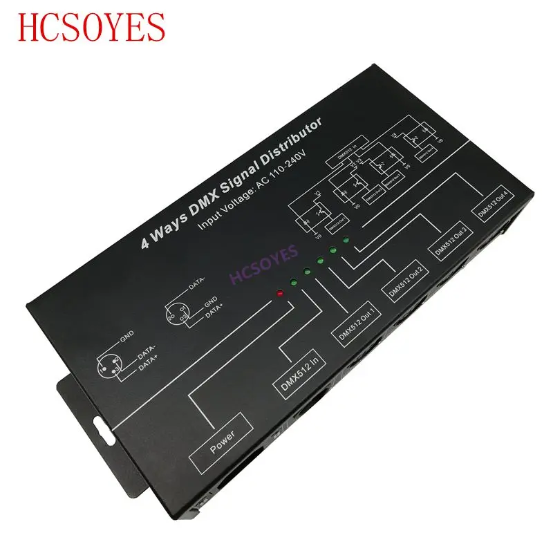 DMX124 AC100V-240V вход DMX512 усилитель сплиттер DMX Репитер сигнала 4CH 4 выходных порта