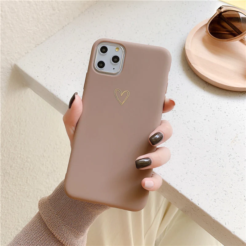 Силиконовый чехол с сердечком для IPhone 11 Pro 6 6S 7 8 Plus X XR XS Max простые однотонные чехлы