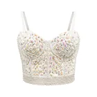 Atoshare жемчуг укороченный топ с Стразы корсет с эффектом пуш-ап бюстгальтер Бюстье Обрезанные летние женские свадебные майка уличная 2022
