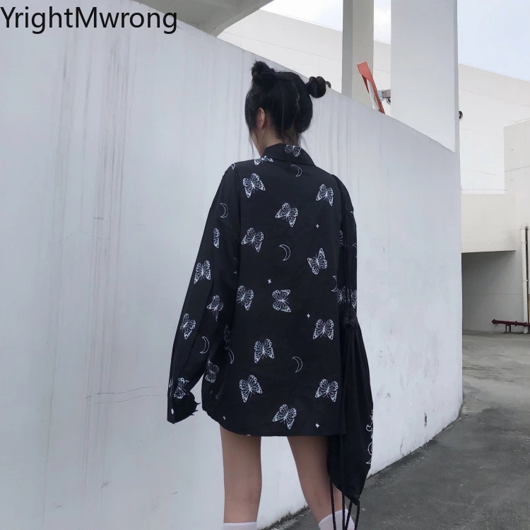 Женская Длинная блузка в стиле Харадзюку фиолетовая большого размера с коротким