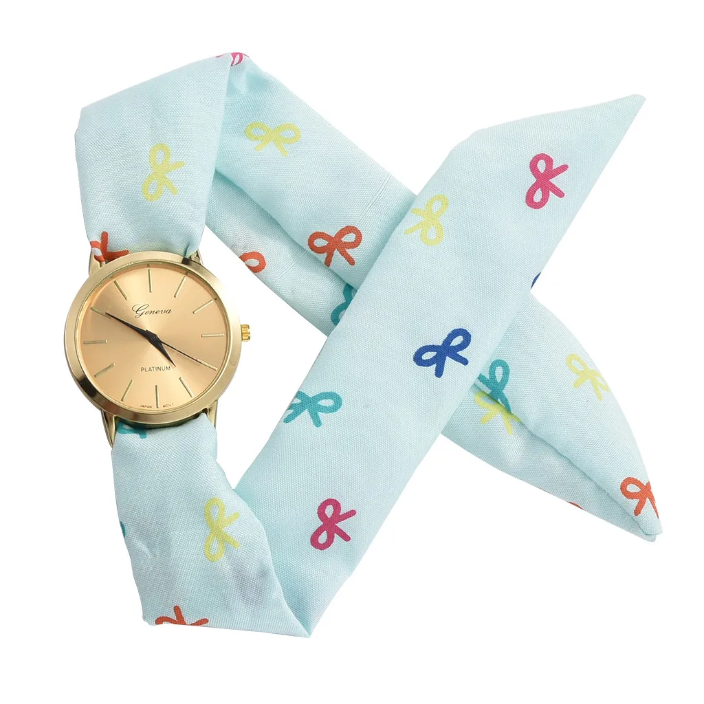 Цветок ткань дизайн девушка часы мода женское платье сладкие дамы браслет