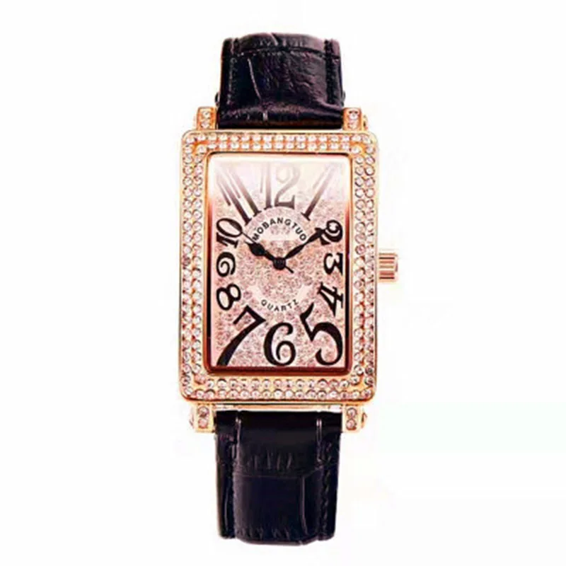 

2020 Women's Top Brand Luxury Leather Watch Fashion Simple Waterproof Square Girl Watch Diamond Female Gold Wristwatch