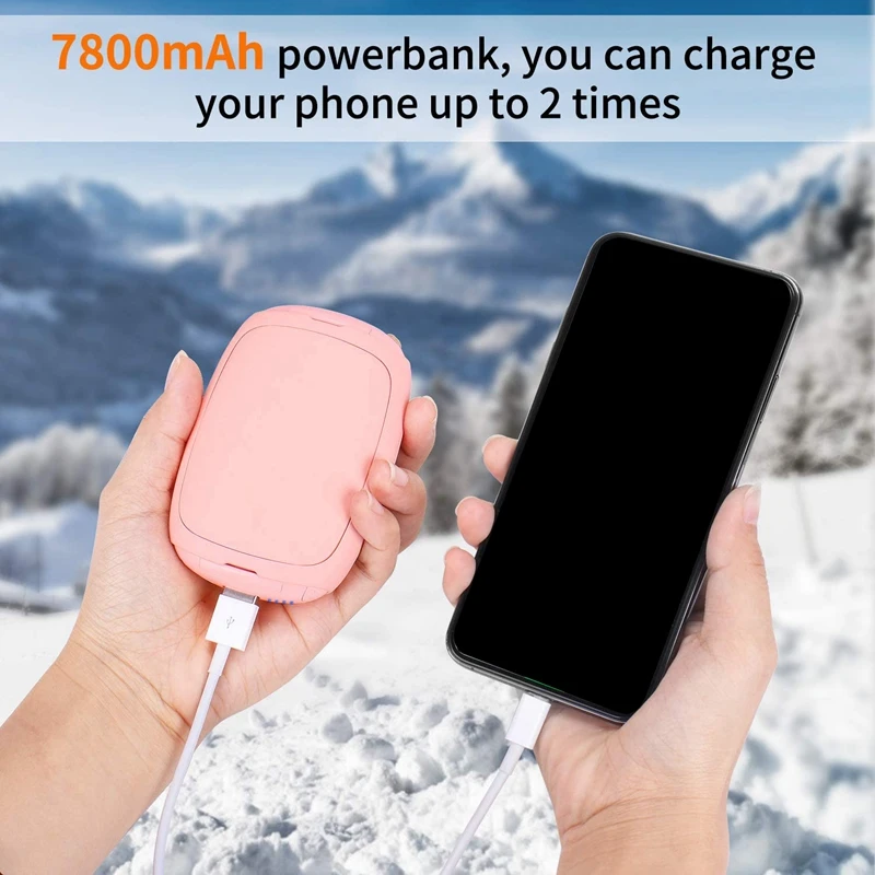 

7800MAh Hand Warmers Rechargeable,Electric USB Hand Warmer/Power Bank Portable Pocket Hand Warmer 7 Colors LED