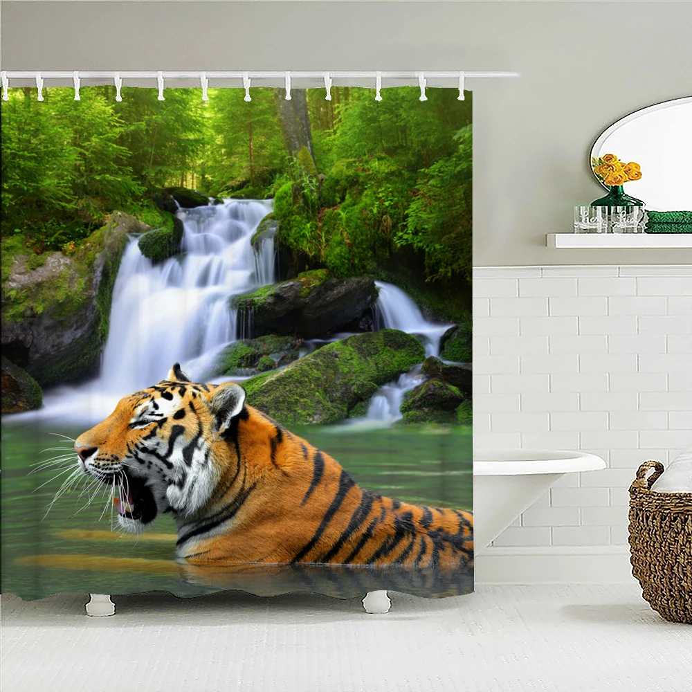 

3D Natural landscape Printed Fabric Shower Curtains Forest Scenery Bathroom Curtain Waterproof Polyester Home Decoration