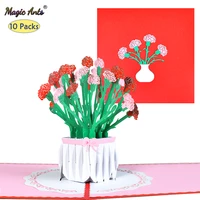 10 pack 3d carnation pop up flowers card for mothers thanksgiving day anniversary birthday gift valentines day wholesale