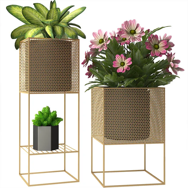

Nordic designer minimalist interior living room floor flower stand balcony creative green planting shelf