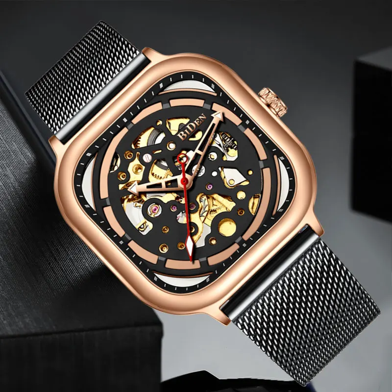 Часы наручные BIDEN Мужские механические брендовые Роскошные водонепроницаемые