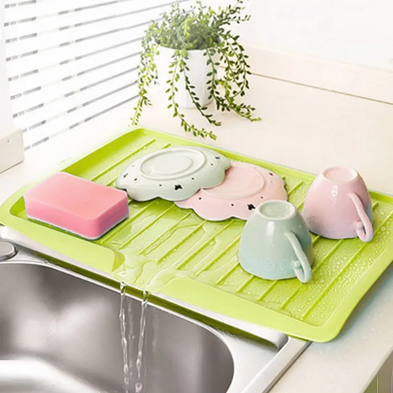 Large Sink Drying Rack Drain Kitchen Plastic Dish Drainer Tray Silicone Mat Worktop Organizer Easy To Clean | Дом и сад