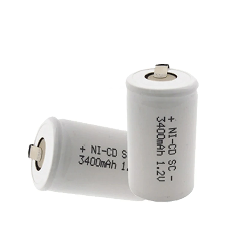 12pcs 1.2V rechargeable battery 3400mah 4/5 SC Sub C ni-cd cell with welding tabs for electric drill screwdriver
