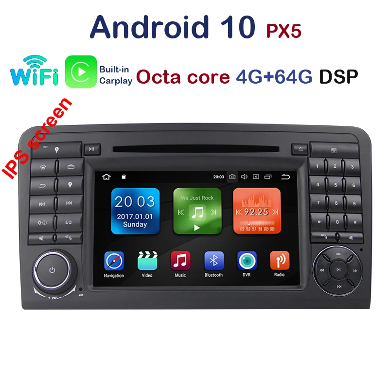 Автомобильный DVD-плеер Восьмиядерный процессор 7 дюймов Android 10 0 GPS для Mercedes Benz ML W164