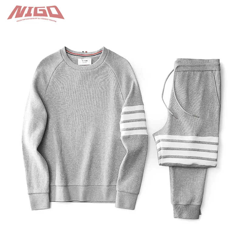 

NIGO TB Waffle Loose Sports Casual Sweater Pants Suit Code@TB6