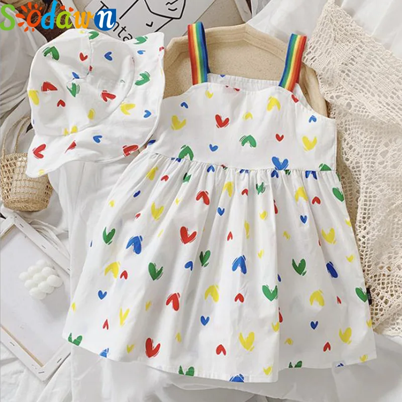 

Женское летнее платье-слинг с принтом Love, детские платья с шляпой, вечернее платье принцессы, хлопковая одежда