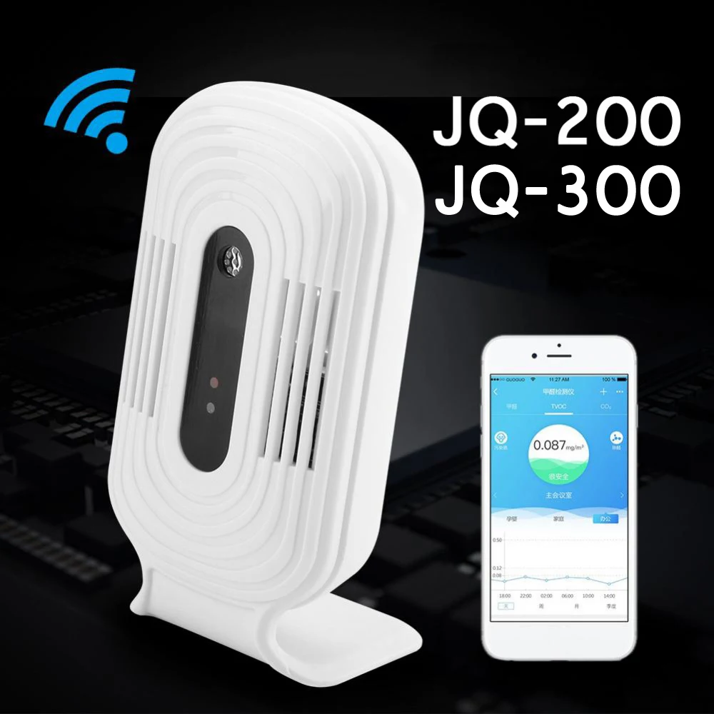 

JQ-200/JQ-300 Intelligent WIFI Home Smog Meter CO2 HCHO Air Quality Analysis Tester Detector Sensor Temperature Humidity Monitor