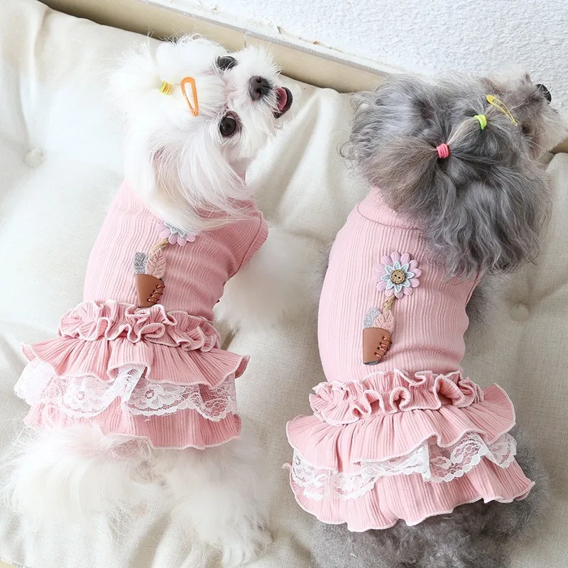 

Autumn and Winter Fashion New Style Retro Flowerpot Skirt Cat Maid Skirt Dog Clothes Pet Good Quality Simple and Generous