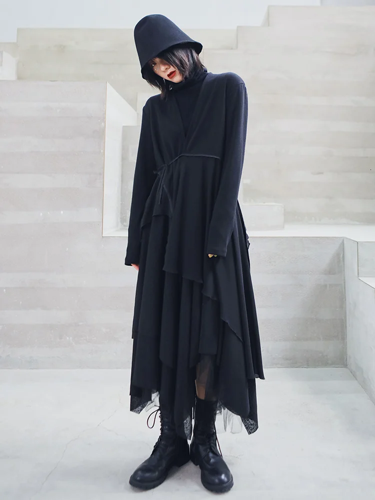 LANMREM 2020 новая осенняя и зимняя модная Асимметричная Черная Женская куртка с