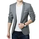 Куртки Для мужчин Тонкий Формальные Бизнес костюм пальто на одной пуговице и с отворотом, с длинными рукавами и карманами Топ