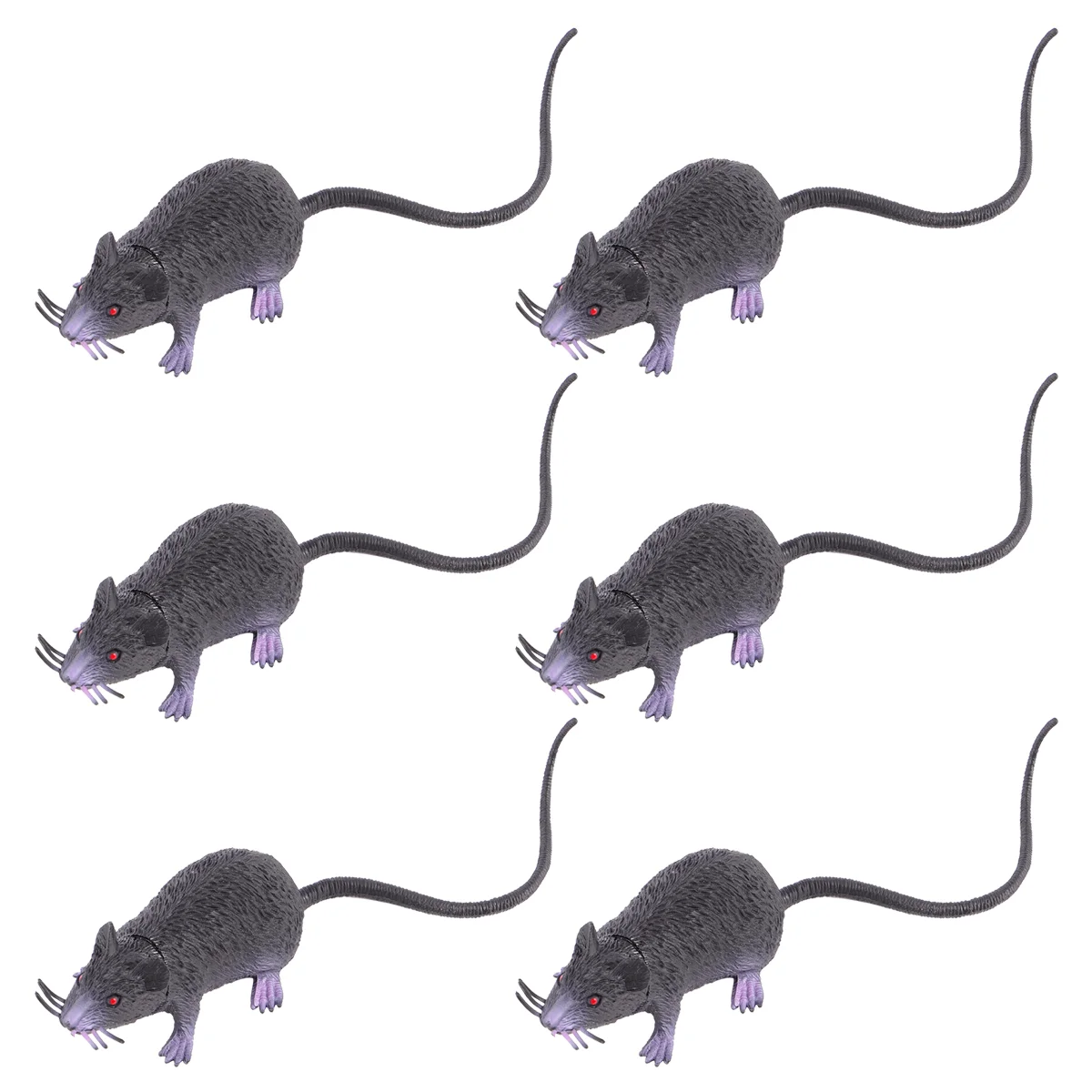 

6 Pcs Horrible Fake Lifelike Rats Mice Tricky for Parties Pranks (Black)