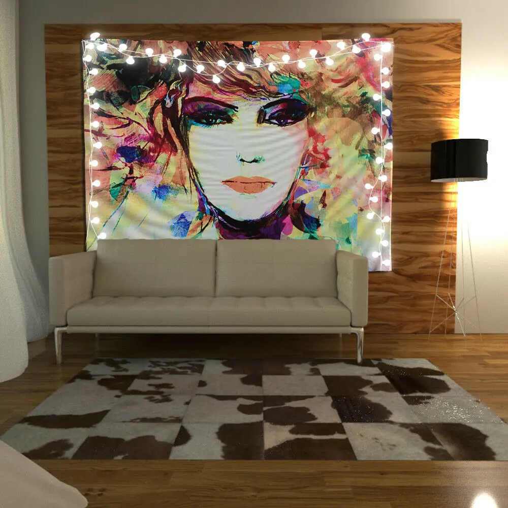 

Colorful Girl Tapestry Art Wall Hanging Sofa Table Bed Cover Home Decor