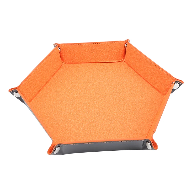 

Storage Tray Creative Hexagonal Pu Flannel Dice Plate Folding Storage Box Sieve Game Tray