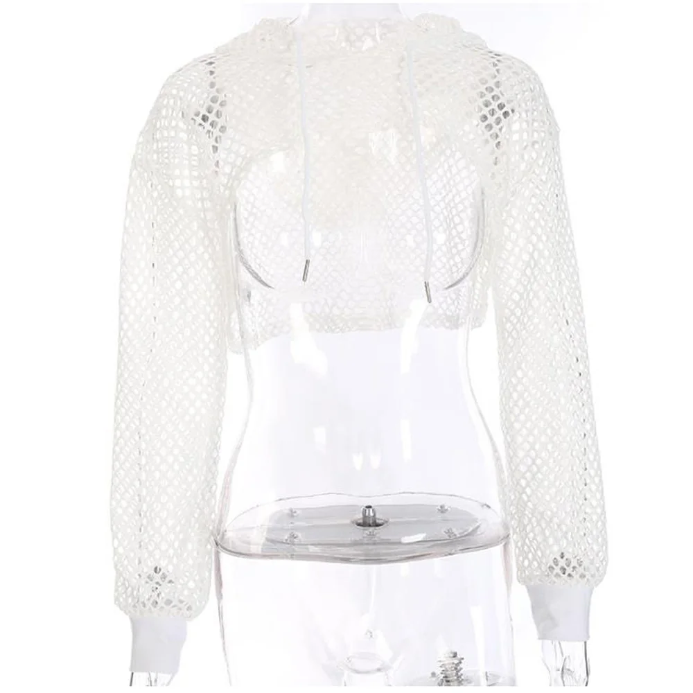 2022 топы в сеточку с длинным рукавом женский прозрачный сетчатый топ капюшоном