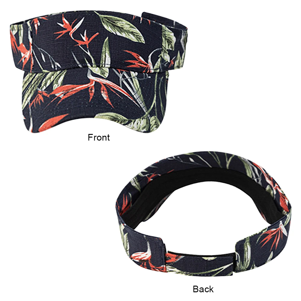 

Sports Sun Cap Men Women Adjustable cotton Visor UV Protection Top Empty Tennis Golf Running Sunscreen Hat Floral Print Sun Hat