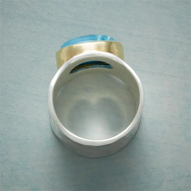 

Bohemian Landscape Large Turquoise Ring Creative Ethnic Style Simple Women's Ring Party Jewelry Gift