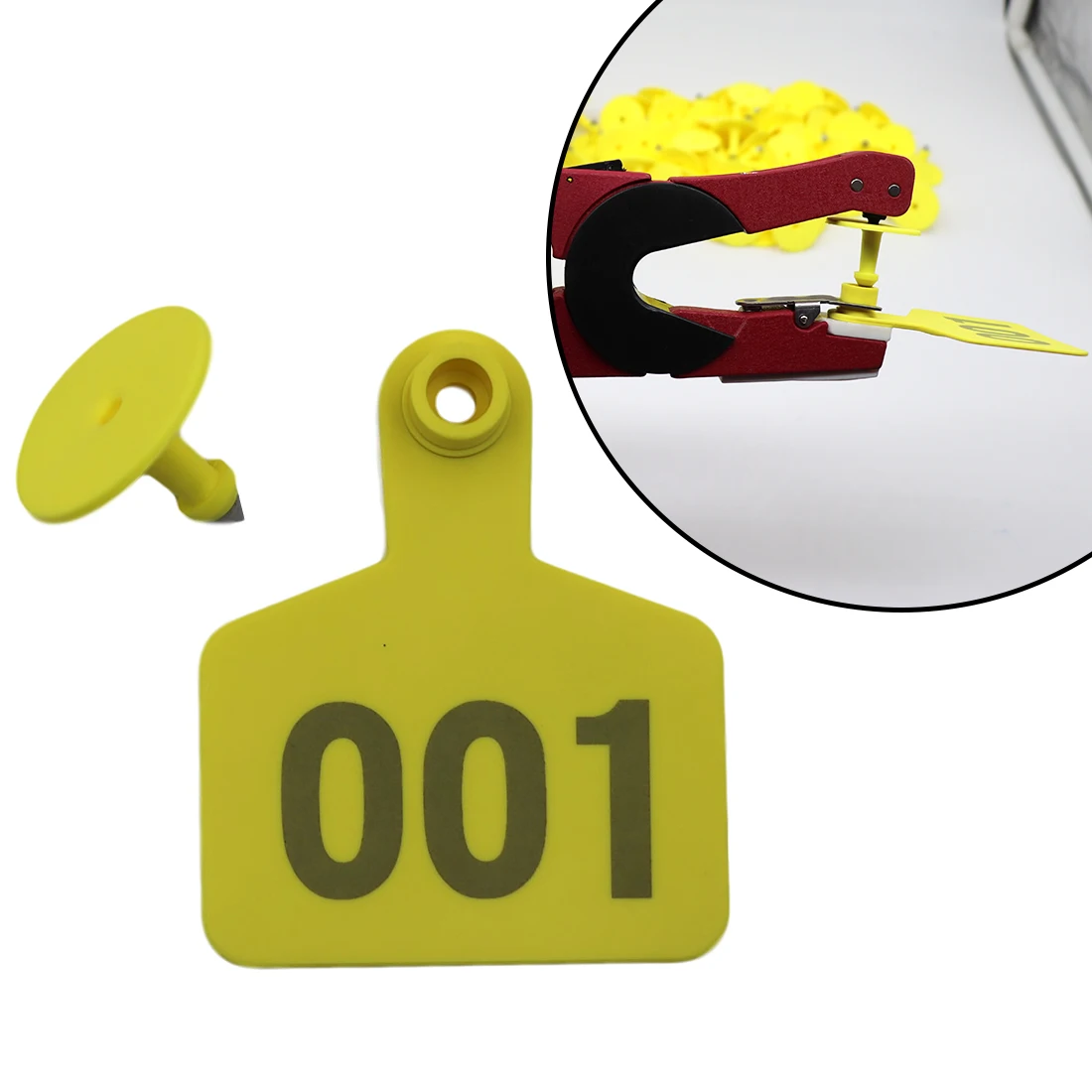 

100Pcs Cattle Ear Tags Cow Larger Plastic Livestock Ear Tags for Hog Swine Sow Ear Tags with Number 001-100 Farm Tools