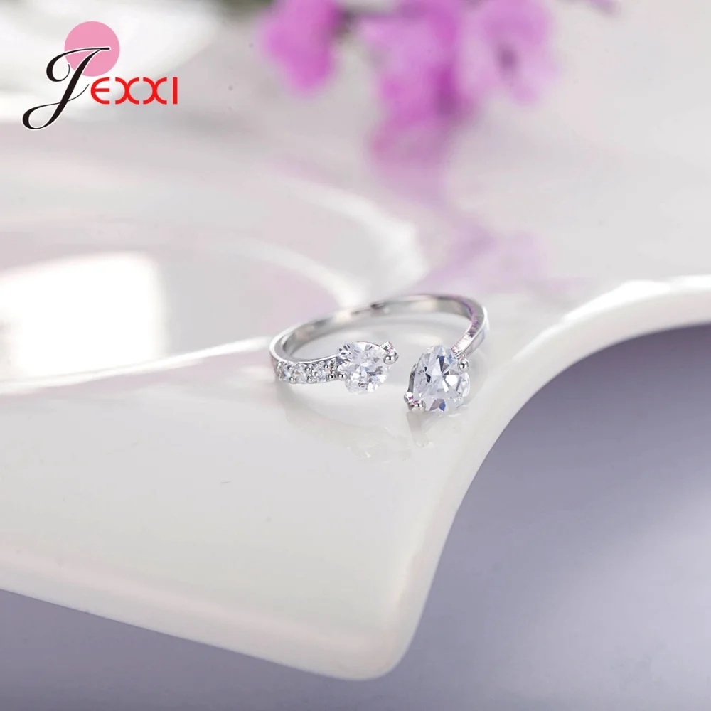 Милые Подвески с двойными сердцами регулируемое Открытое кольцо для женщин