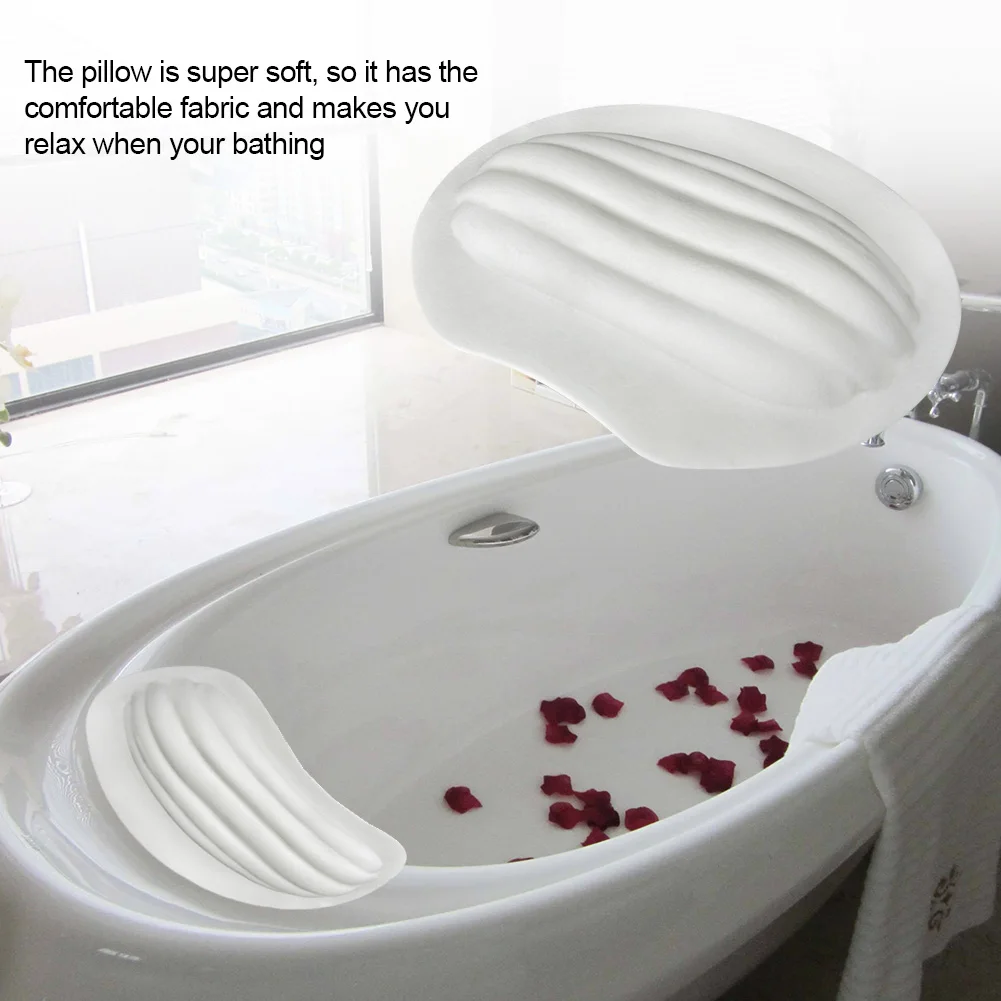 

TPR Spa Non-Slip Cushioned Bath Tub Spa Pillow Bathtub Head Rest Pillow With Suction Cups For Neck And Back Bathroom