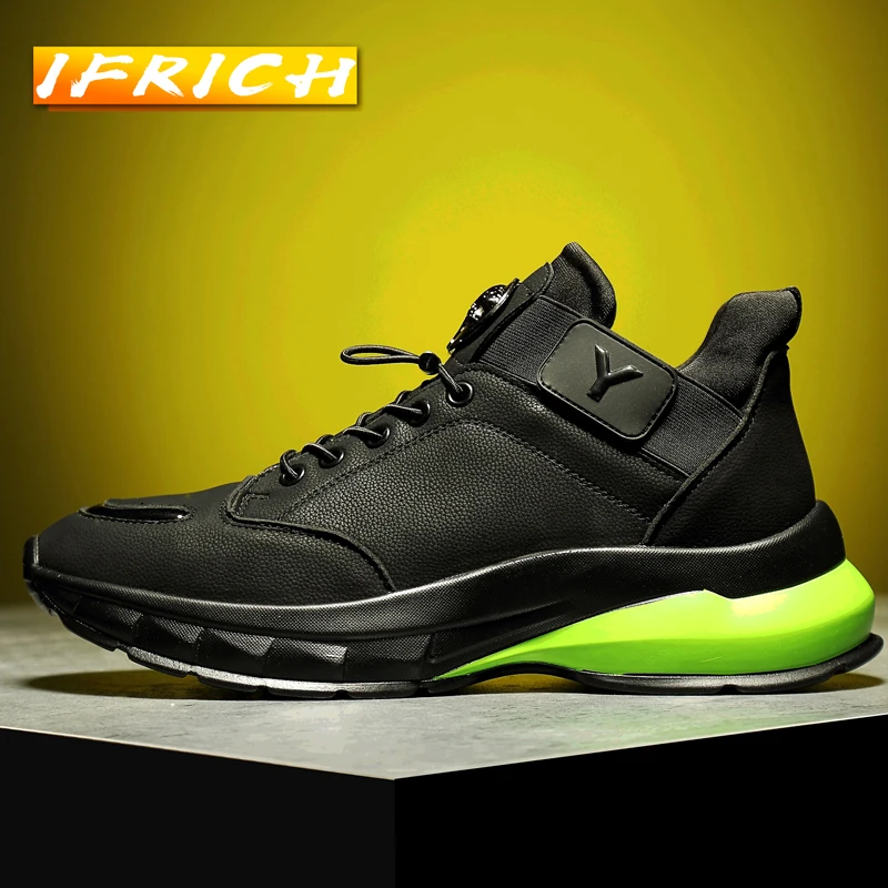 

New Large Size All-match Fashionable Casual Sports Shoes Split Leather Mens Shoes Fashion Thick Soled Casual Sneakers for Male