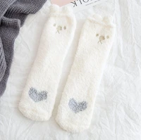 winter coral fleece mid length floor socks embroidered half fleece socks thickened warm socks 17