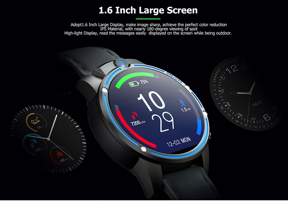 Оригинальные Смарт-часы Kospet Vision 4G 1,6 ''ips MTK6739 3 ГБ ОЗУ 32 Гб ПЗУ Android 7,1 часы телефон gps GLONASS 8MP+ 5MP 800mAh