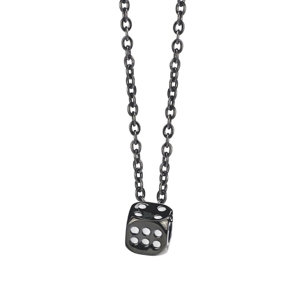 

Stainless Steel Minimalism Black Dice Gambler Pendant Necklace Jewelry Men Women Fashion Lucky Disc Jewelry Gift For Him