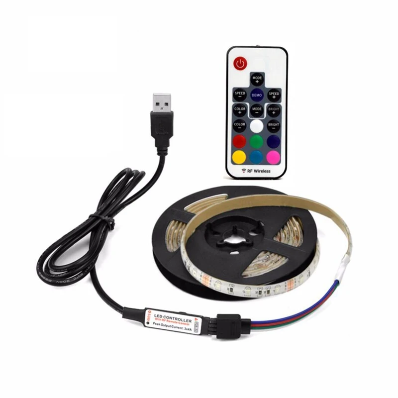 

LED Strip Light USB 28355V Flexible LED Lamp Tape Ribbon RGB TV Desktop Screen Backlight Tape 8Mm Wide -3Meter