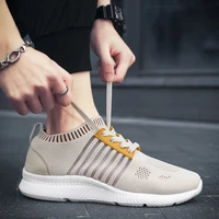 new mesh men sneakers casual lace up sneakers breathable no slip for male tennis flying weaving light sports shoes sock shoes
