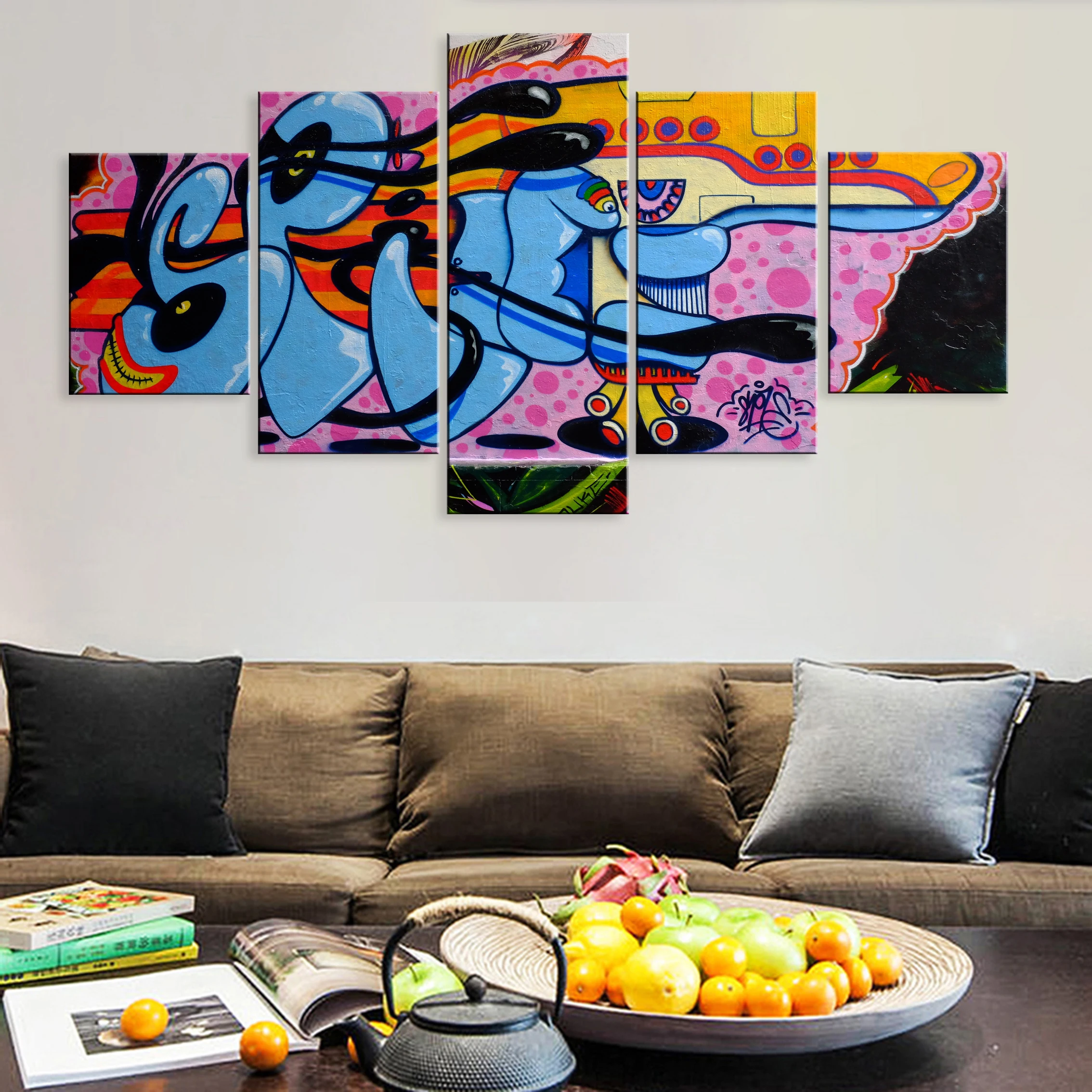

Hd 5 Pieces Poster Painting Canvas Living Room Home Decor Framework Street Art Graffiti Abstract