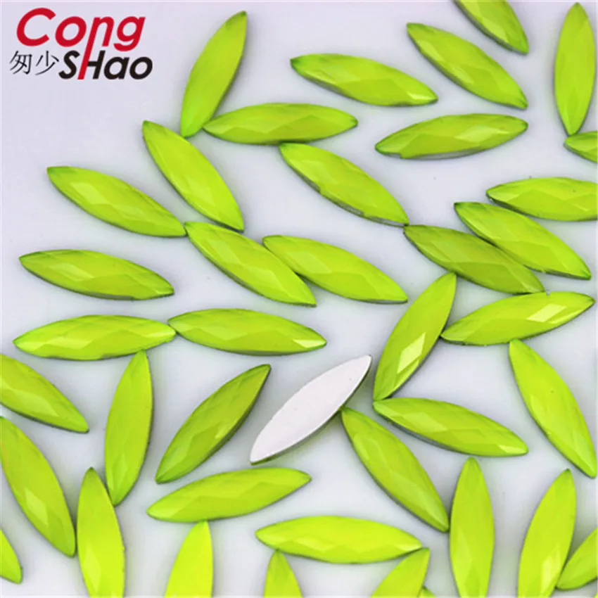 Lemon yellow Cong Shao, 100 шт, 4*15 мм, AB, прозрачные, конский глаз, смола, стразы, отделка, кристаллы, плоская задняя сторона, для свадебного платья, пуговицы, украшение, ZZ214 - Цвет: Lemon yellow