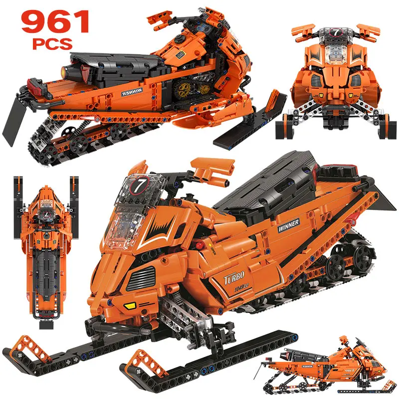 961 шт. город технические снегоход Модель Сборка строительных блоков DIY 1:8