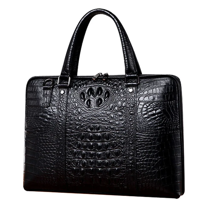 

New Luxury Cow Real Genuine Leather Business Men's Briefcase Male Briefcase Shoulder Bag Alligator Messenger Tote Computer Bag