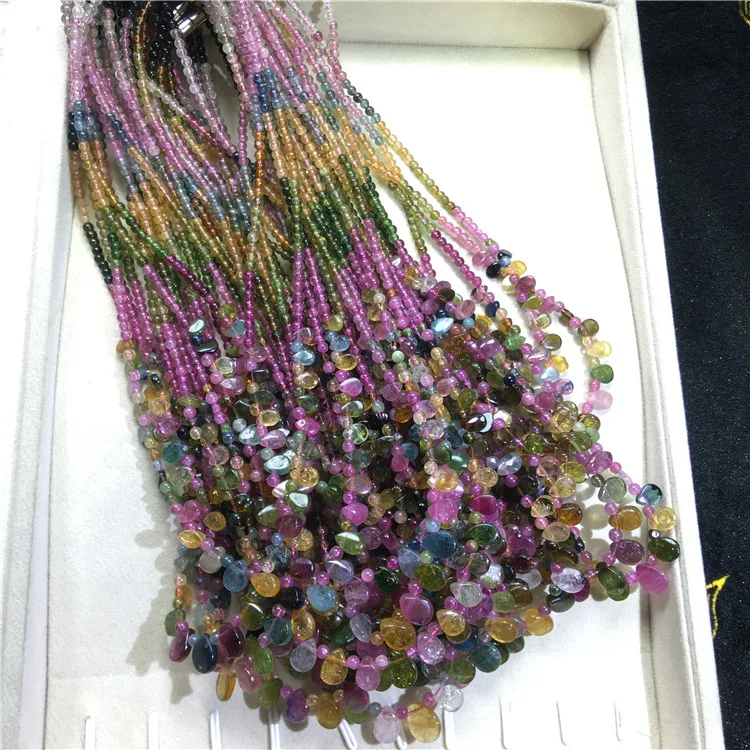 

Natural tourmaline water drop necklace