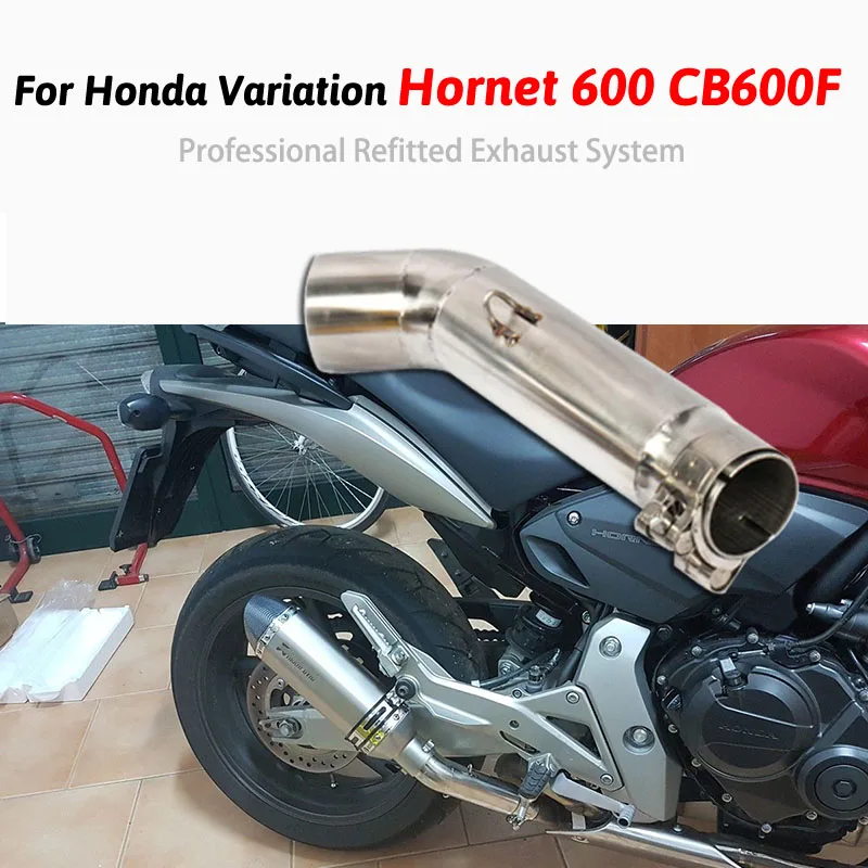CB600 CB600F выхлопная труба для мотоцикла со средним соединением, трубка для отключения, Модифицированная, без шнуровки для Honda Variation Hornet 600 CB600F