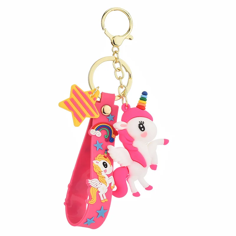 Kawaii мультфильм ПВХ Единорог кукла брелок Милая женская сумка мужской
