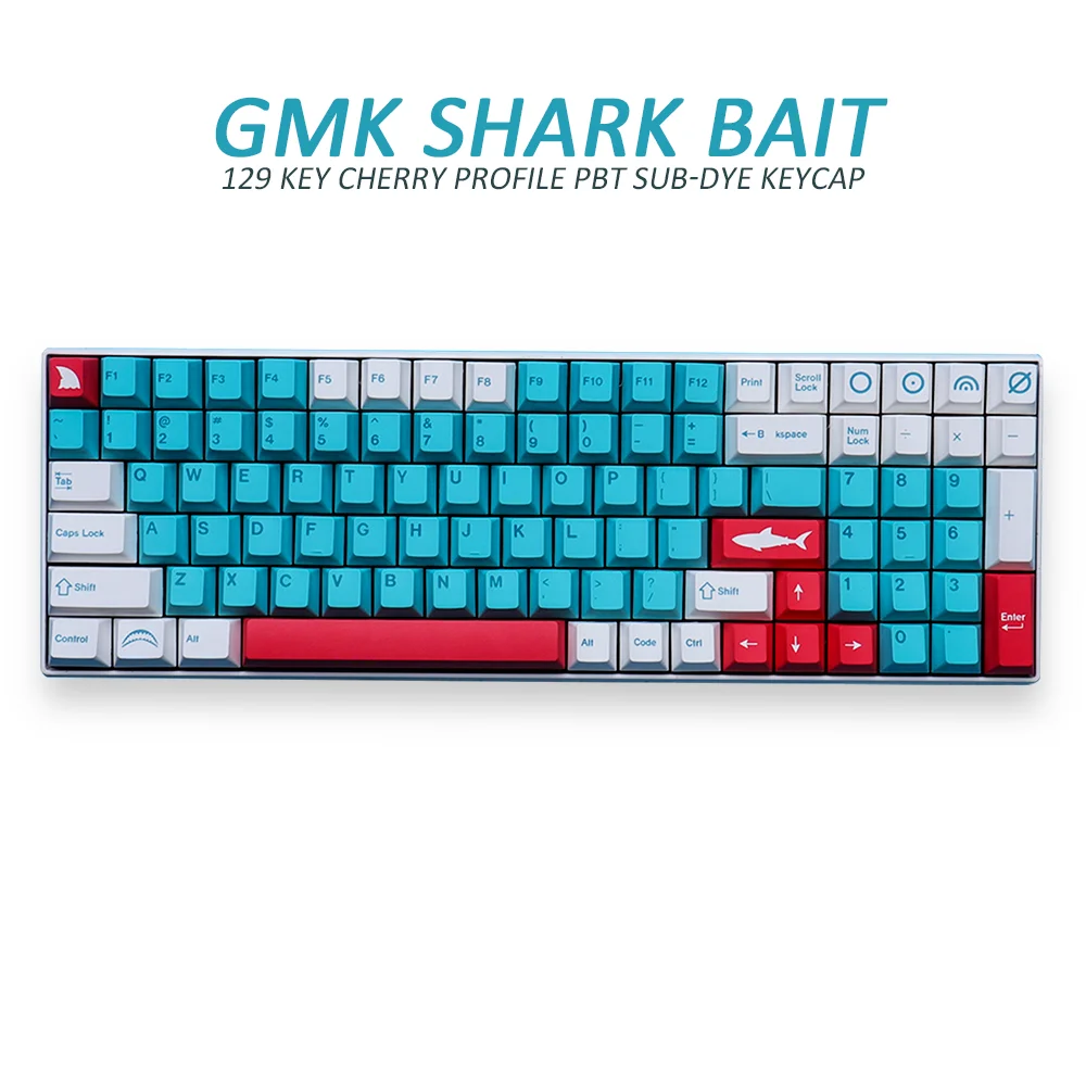 GMK SHARK BAIT Keycaps Cherry Profile PBT DYE-SUB 129 Keys Keycap For Cherry MX Switch Mechanical Keyboard Personalized Key Cap