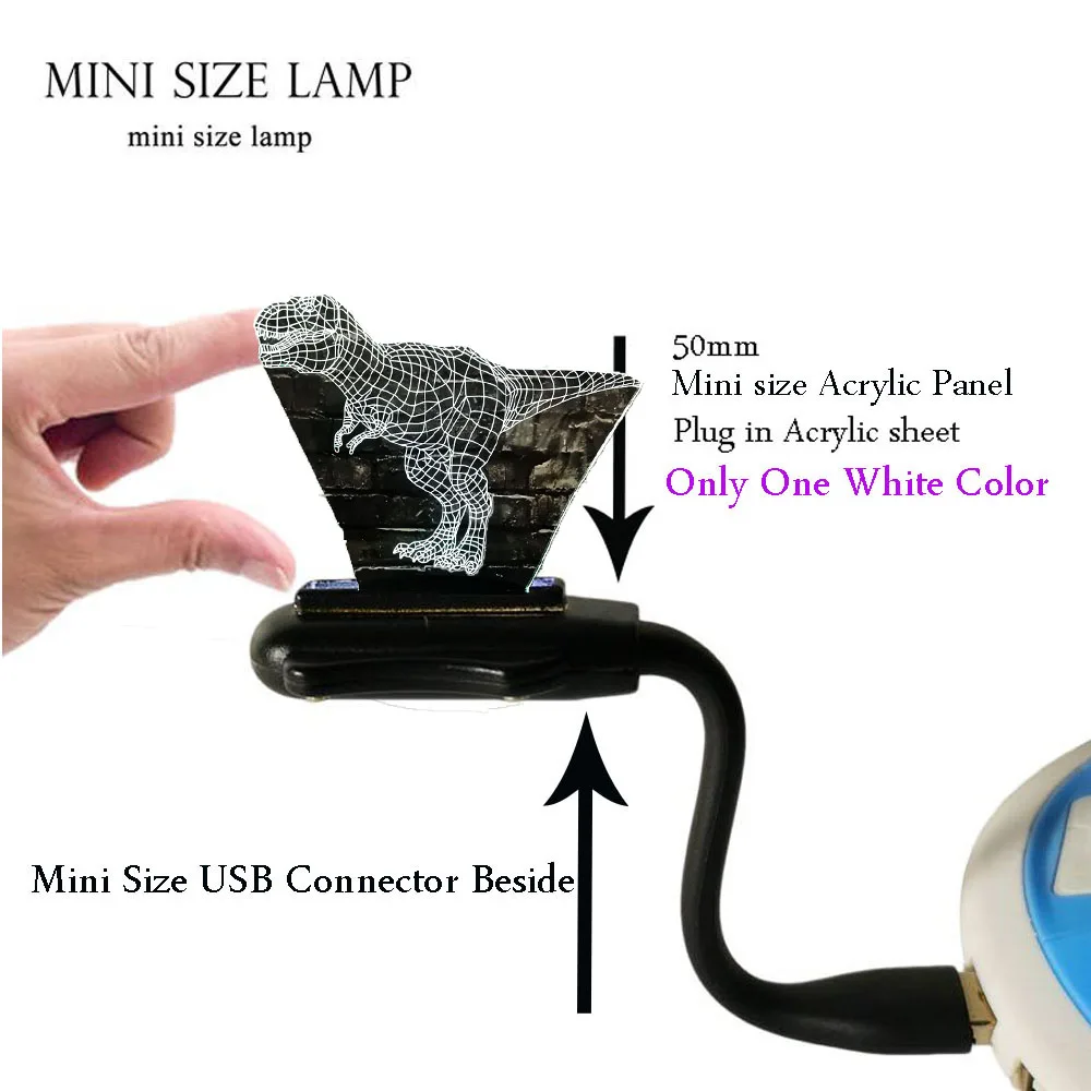 mini 3D лампа с животными динозаврами тираннос милый Парк Юрского периода 7 цветов меняющийся Ночной светильник RGB светильник для спальни - Испускаемый цвет: mini