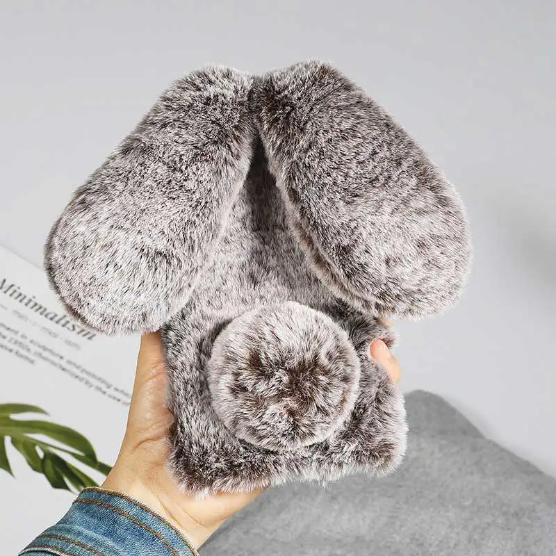 

Cute 3D Diamond Rabbit Ears Dime Fur Plush Phone Case For Xiaomi Redmi Note 5 4A 4X 5A 4 Pro Plus Prime Protective Back Cover