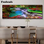 Большая алмазная живопись водопад квадратная круглая Алмазная вышивка сделай сам красивое красное дерево Пейзаж Вышивка Стразами мозаика FF1034