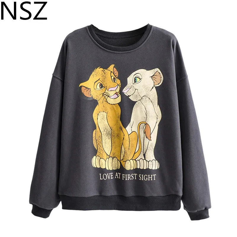 NSZ Женская толстовка с героями мультфильмов толстовки капюшоном и круглым